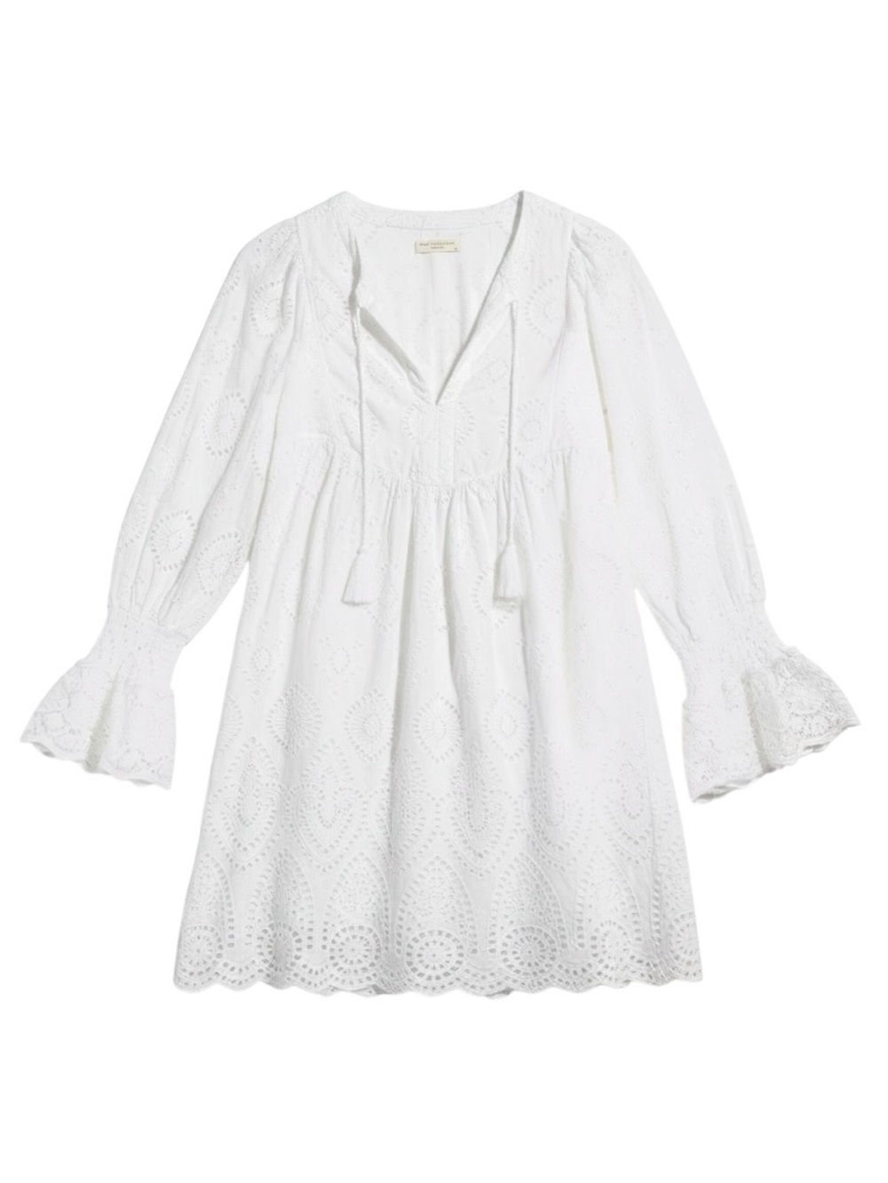 Spell & The Gypsy Collective Dylan Smock Dress White Eyelet Organic Cotton XS